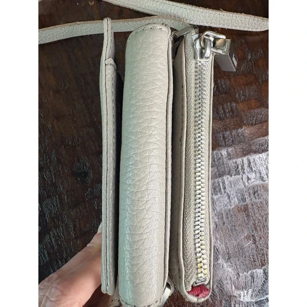 Hammitt Crossbody Wallet Mini Purse Pebbled Leather Red Lining Silver Hardware